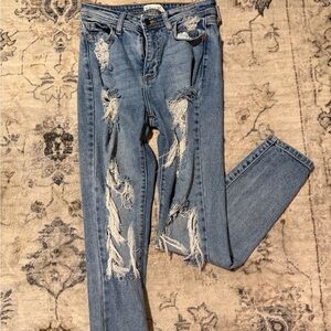 Cello Women's Ripped Skinny Jeans in Light Blue